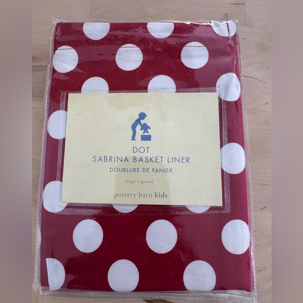 Pottery Barn Kids Red and White Polka Dot Sabrina Basket Liner Size L